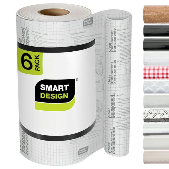 Smart Design Textured Adhesive Shelf Liner - 18 Inch x 120 Feet Total (Set of 6 Rolls) - Drawer Cabinet Paper - Kitchen - Textured Pyramid