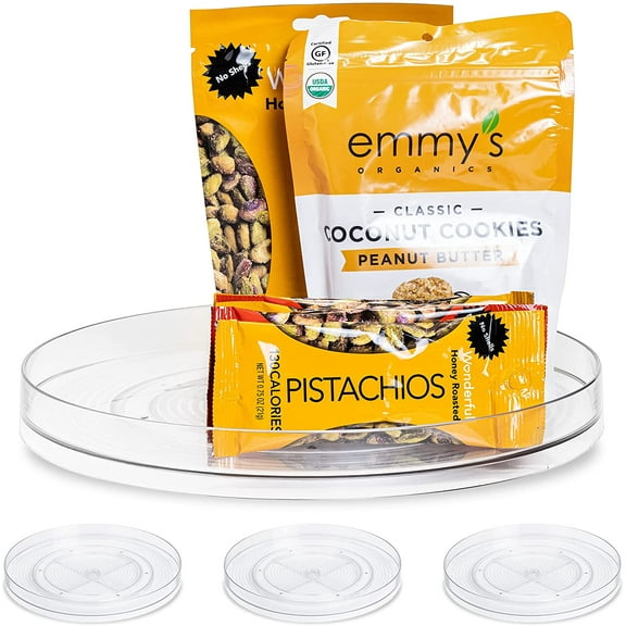 Smart Design Turntable Lazy Susan Spinning Organizer - Set of 4 - 11.50 Inch - BPA Free Resin - Food, Condiments, Baking, Fridge, Freezer, Countertop, Cabinet, Pantry Storage - Kitchen - Clear