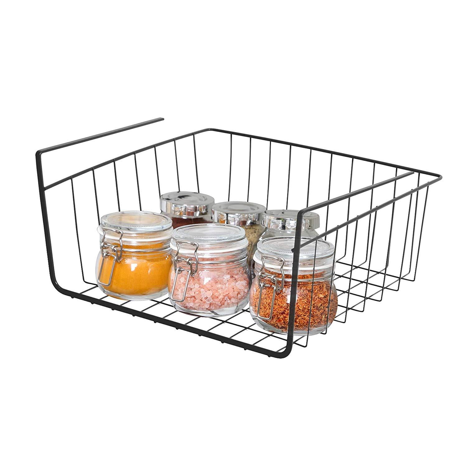 Black Steel Wire Undershelf Storage Basket, Small Size