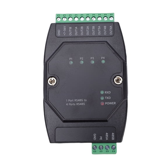 Smart Devices 485 Industrial Isolated 4CH 485 Hub 4 Port 300 To 460800bps Wide Baud Rate 485 Hub Rail Mount Support Extension Isolation for Data Acquisition