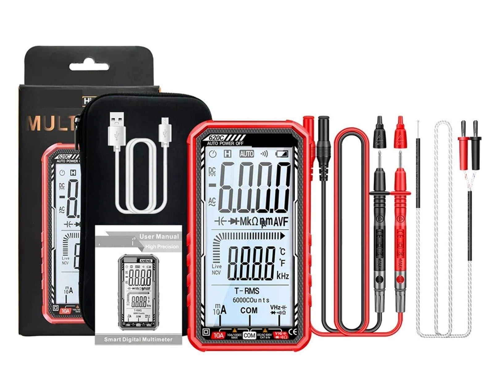 Smart Digital 6000 Counts Multimeter Professional Rechargable Intelligence AC/DC Voltage Meter NCV Induction Tools ,Battery Test