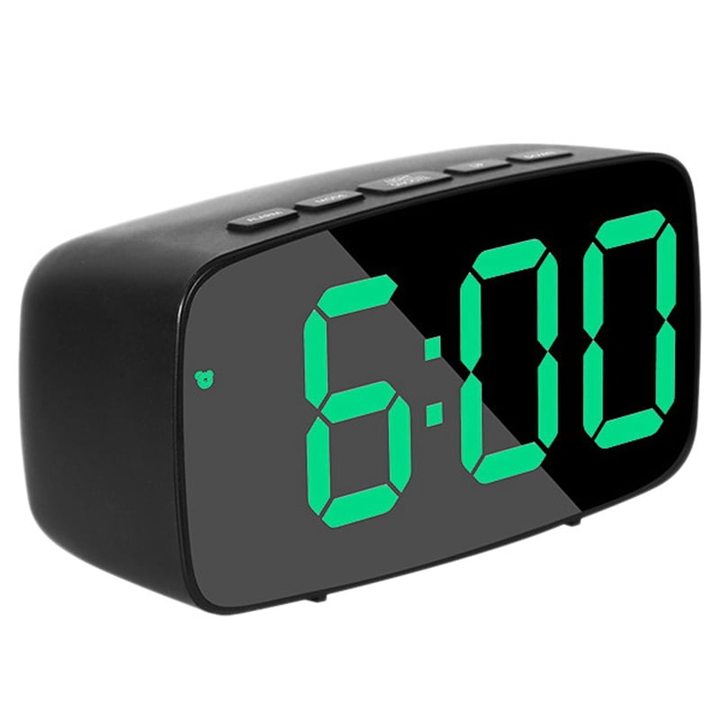 Smart Digital Alarm Clock Bedside,Green LED Travel USB Desk Clock with 12/24H Date Temperature