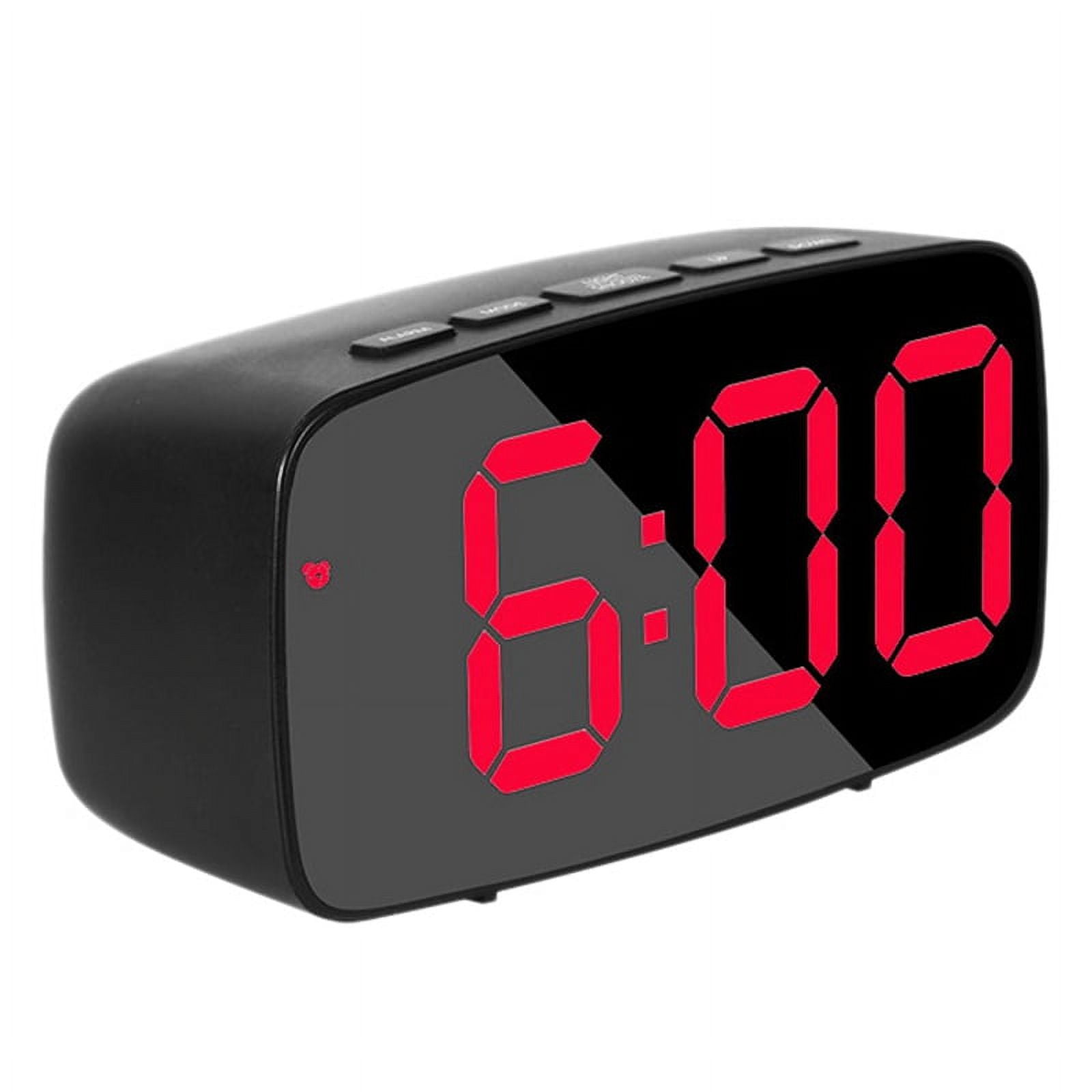 Smart Digital Alarm Clock Bedside,Red LED USB Desk Clock,Black ...