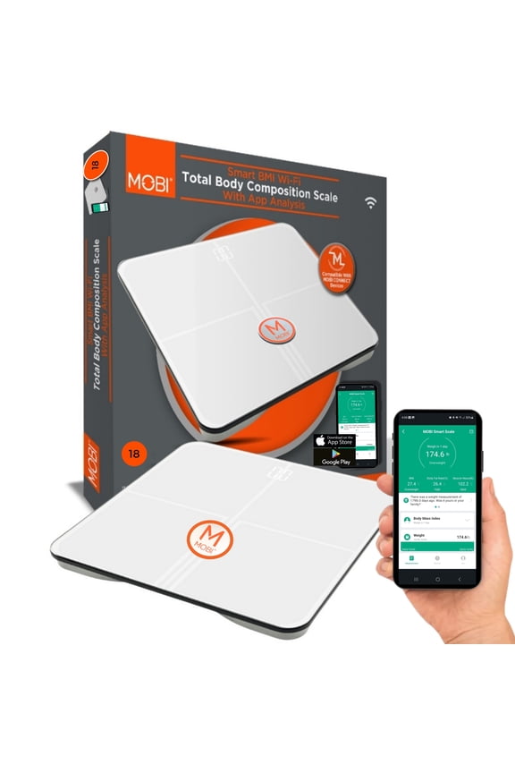 Smart Digital BMI Wi-Fi Total Body Composition Scale with App Analysis, Powered by 3 x AAA Batteries