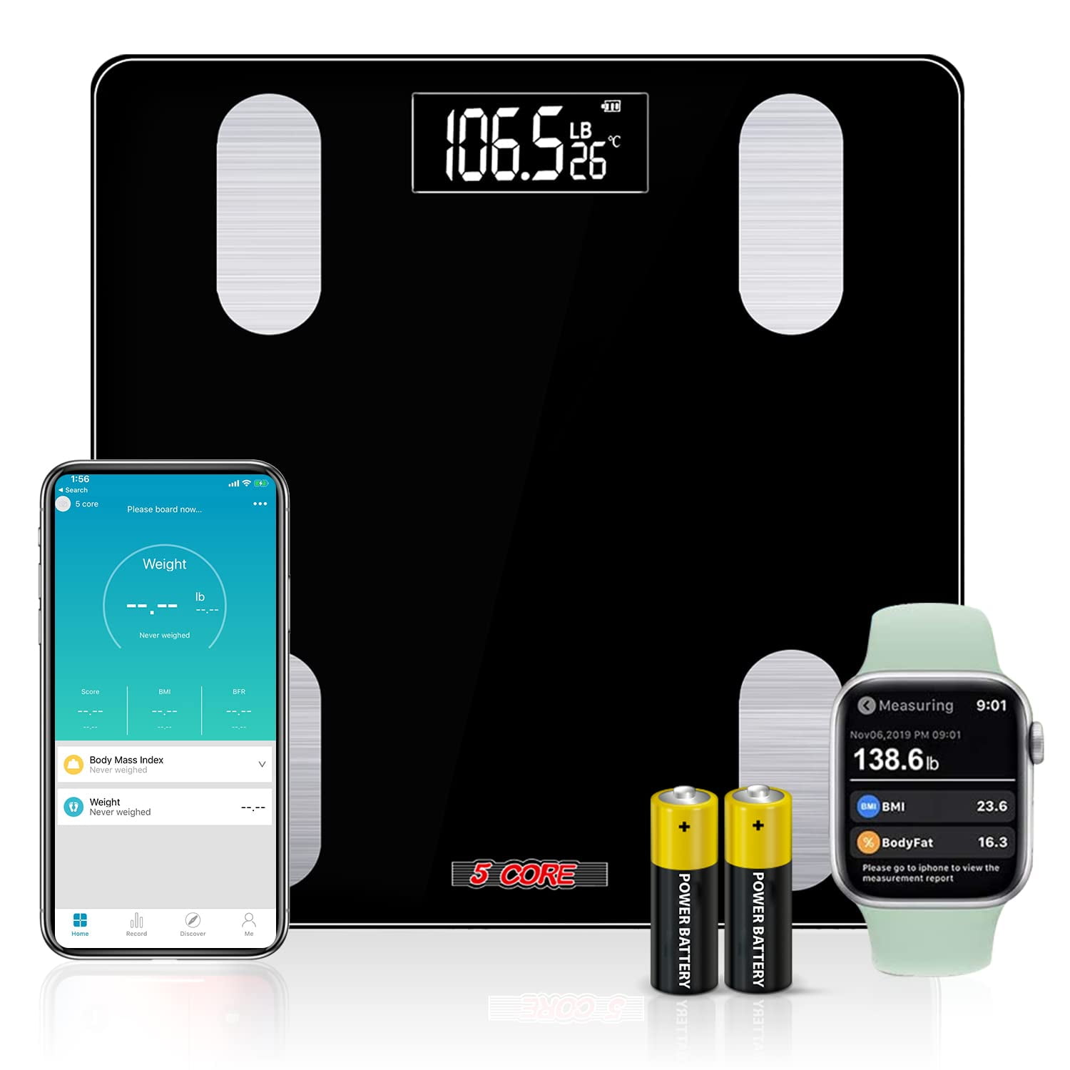 EnerPlex Scale for Body Weight - Bluetooth Compatible, Accurate Digital BMI  Bathroom Scale for Weighing and Home Workout w/ Body Composition Analyzer