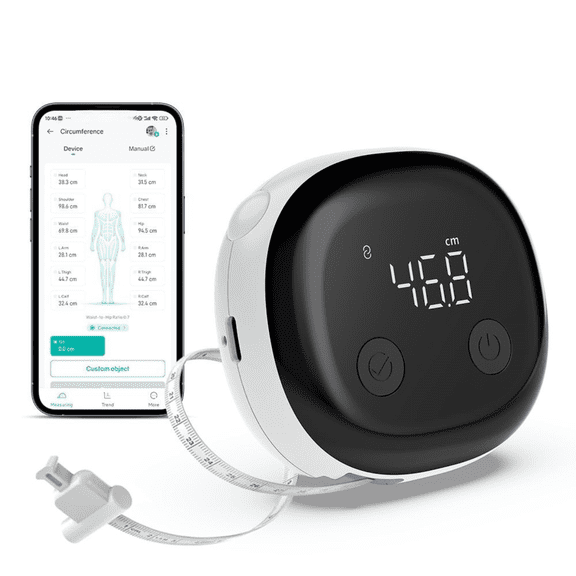 Smart Digital Body Tape Measure USB-C Rechargeable LED Display Fitness Measuring Tool with App Sync for Body Weight Circumference Tracking