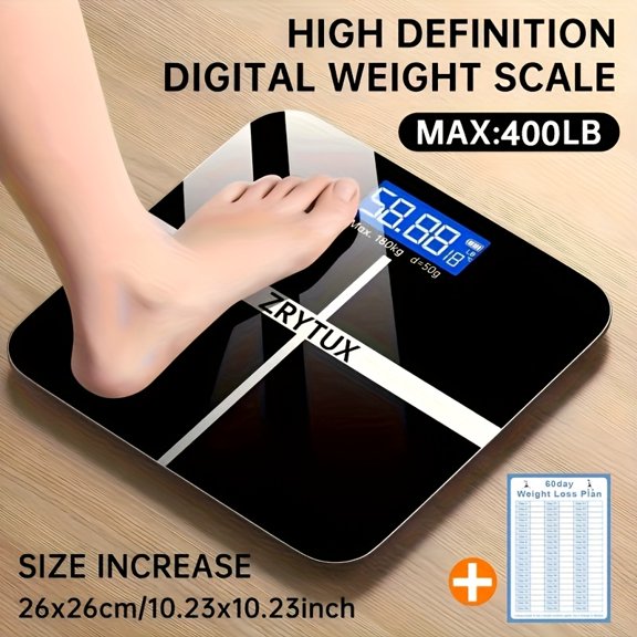 Smart Digital Body Weight Scale, Max 400LB Capacity, Switchable KG/LB Units, HD LCD with Fahrenheit Temp Readout, Extra Wide Platform, USB & Battery Dual Power Supply Bathroom Scale