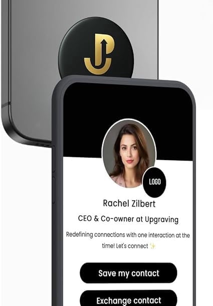 Black Smart Digital Business Card Tag – Nfc Tap-to-Share, No App Needed, Portable Adhesive