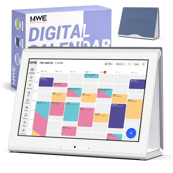 Smart Digital Calendar Wall Touch Screen,MWE Calendar APP Electronic Family Calendar with Tasks, Meal Planner, Photo Album, Reward Chart 32GB, Desk Stand,Gift Packaging Blue Case