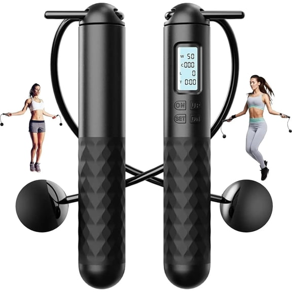 Smart Digital Cordless Jump Rope with LCD Counter, Adjustable Weighted Handles and Cordless Balls, Exercise Equipment for Home Gym, Cardio and Fitness Training