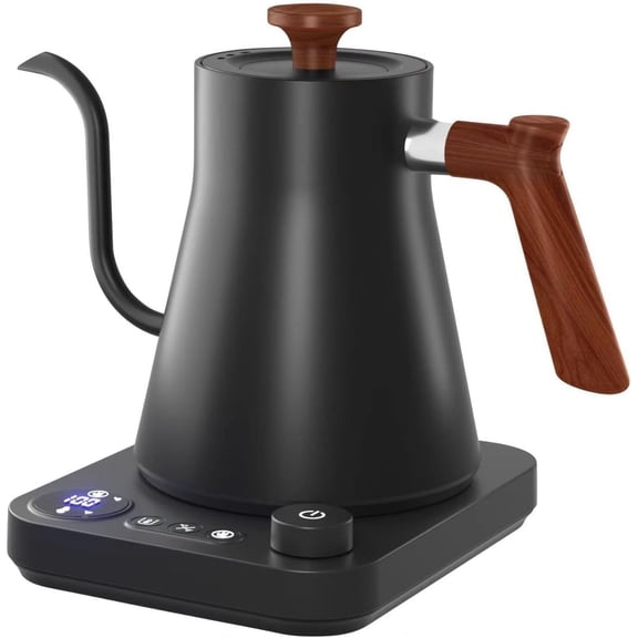 Smart Digital Electric Kettle with Variable Temperature Control, Stainless Steel Inner, 1200W Quick Heating Gooseneck Electric Kettles, Stylish Matte Finish for Coffee & Hot Beverages, 0.9L (Black)
