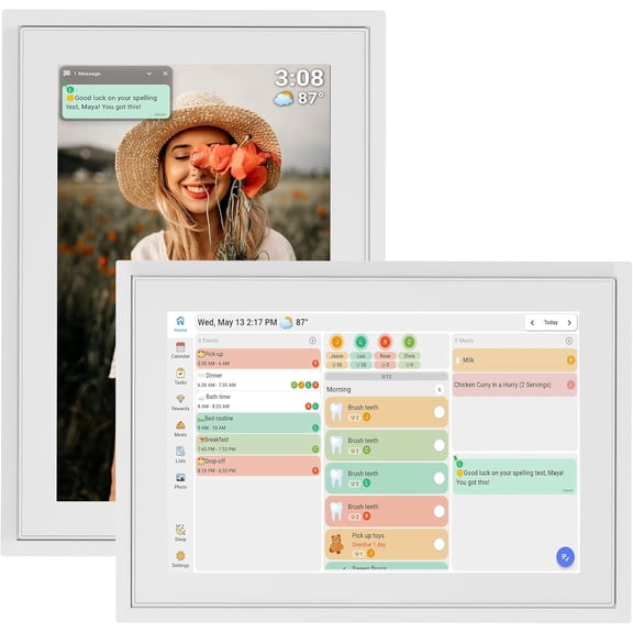 Smart Digital Family Calendar with 10.1 Inch Touch Screen, Multi-Platform Calendar Sync to Electronic Chore Planner, Wall & Fridge Mountable