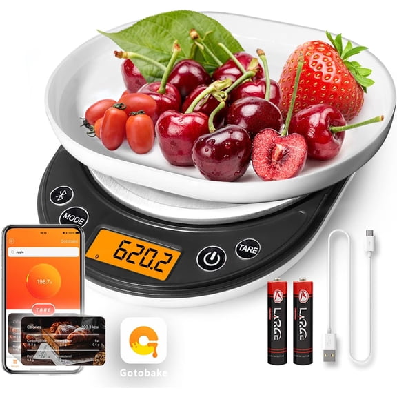 Smart Digital Food Scale Grams and Ounces, Kitchen Food Scale with Nutritional Calculator,Food Weight Scale for Weight Loss,Keto, Macro,Calorie,Cooking,Meal Prep 0.1g/3kg,6 Units,LCD Display