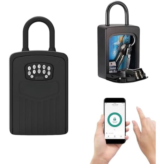 Smart Digital Lock Box for Key, APP Control Bluetooth Wireless Lock Box for Key Wall Mounted Door Hanging, Remote Access Digital Safe with Code for Outdoor, Large Storage$$Office