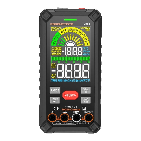 Smart Digital Multimeter, 10000 Counts, 1000V 10A, Non-Contact Voltage Detection, Auto Range, Buzzer Alarm Measures AC / DC Current, Voltage Capacitance Tester, Ohm, Hz, Capacitance, True RMS