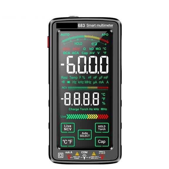 Smart Digital Multimeter Touch Screen Ammeter Voltage Tester Rechargeable Flashlight Lighting ,High&Low Sensitivity