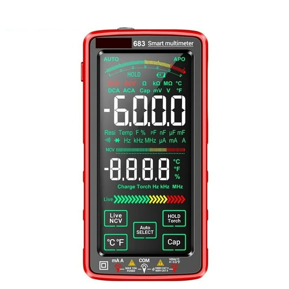 Smart Digital Multimeter Touch Screen Ammeter Voltage Tester Rechargeable Flashlight Lighting