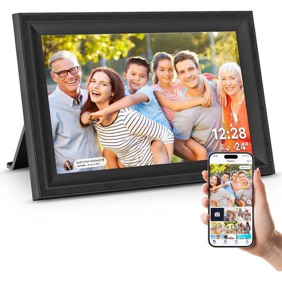 Smart Digital Picture Frame WiFi Send Photos from anywhere16GB Storage Smooth System 10.1inch 1280x800 IPS Touch Screen Digital Photo Frame Auto-Rotate Wall Mountable Photo Picture Frame Digital