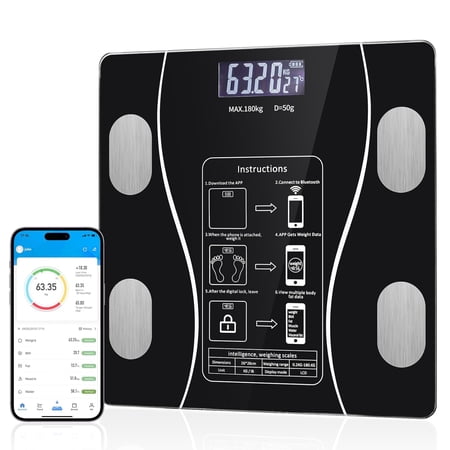 Smart Digital Scale for Body Weight, Body Fat Scale, Body Weight Scale, Body Composition Monitor Health Analyzer with Smartphone App