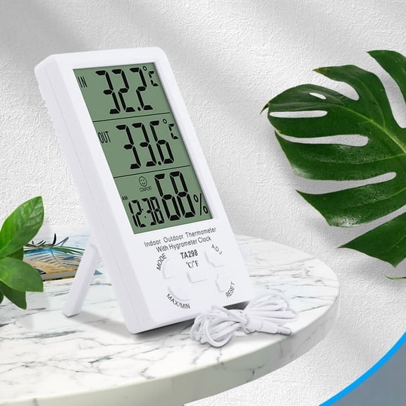 Smart Digital Thermo-Hygrometer with Probe for Indoor/Outdoor Temperature & Humidity Monitoring