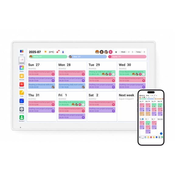 Smart Digital Wall Planner, 21.5 Inch Digital Calendar with Chore Chart, Family Ineractive Calendar with Touchscreen