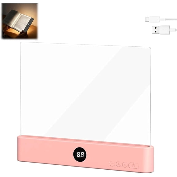 Smart Dimmable Reading Lamp, 2026 Upgraded Rechargeable Clear Full Page Reading Light with 3 Colors & Timer, Dimmable Panel Plate Book Lamp for Reading in Bed at Night, Gifts for Readers