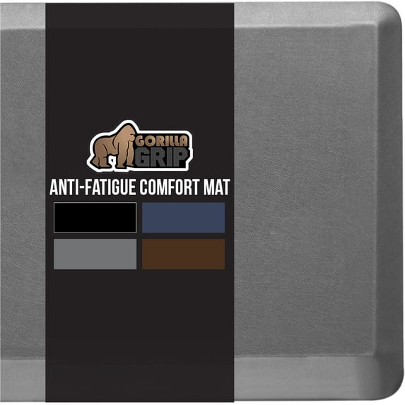 GORILLA GRIP Comfortable Cushioned Kitchen Mats, 48x20, Waterproof and Stain Resistant Soft Top, 3/4 Inch Thick Ergonomic Standing Desk Anti Fatigue Mat, Foam Supports Ankles and Feet, Grey