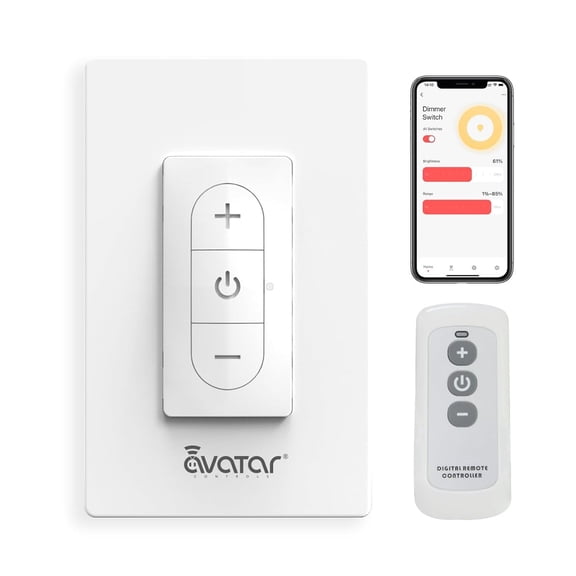 Smart Dimmer Switch with Remote, Single Pole, Needs Neutral Wire, 2.4GHz Wi-Fi Light Switch Works with Alexa and Google Home, Smart Life App & Voice Control, No Hub Required, White 1 Pack