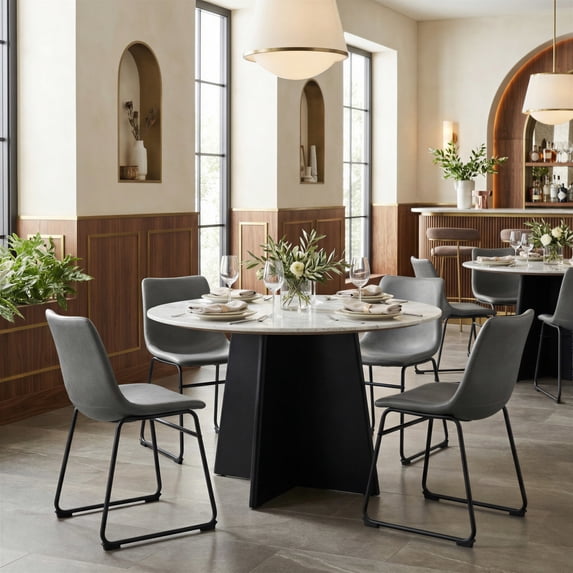 Smart Dining Chair Charcoal Dining Chair, Transitional Style, Plush and durable faux leather fabric, Plywood, Indoor Dining