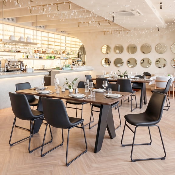 Smart Dining Chair Black Dining Chair, Transitional Style, Plush and durable faux leather fabric, Steel, Indoor Dining