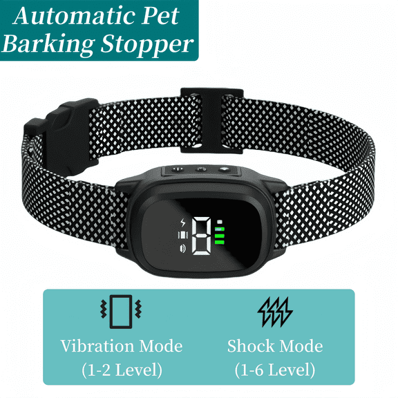 Smart Dog Anti-bark Collar-Rechargeable, Adjustable Sensitivity, Waterproof, Vibration, Electric Shock and Beep