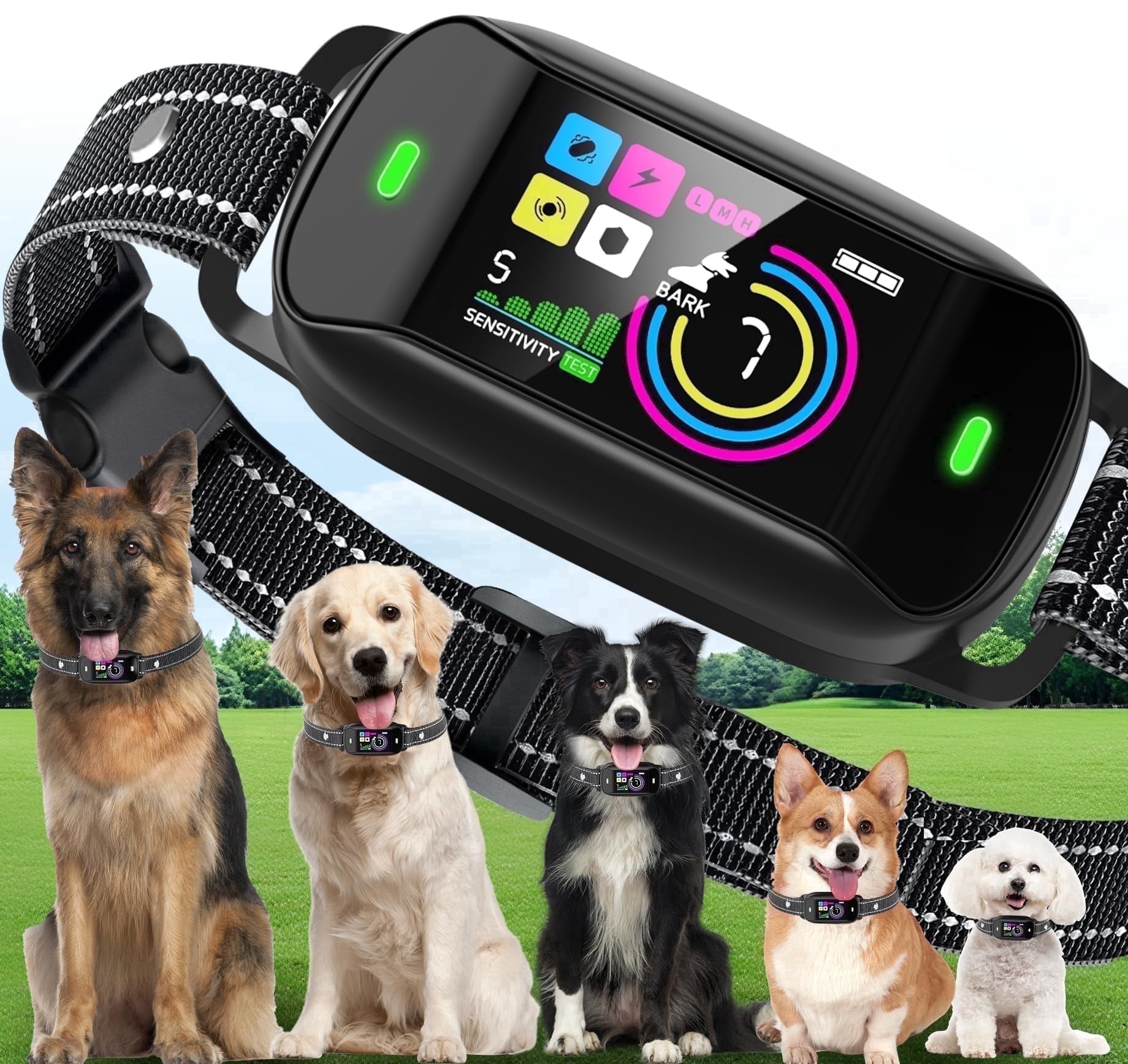 Smart Bark Control Training Aids – 4 Training Modes, AI-Powered Bark Detection, Waterproof & Humane Design for All Dogs (8-120+ lbs)