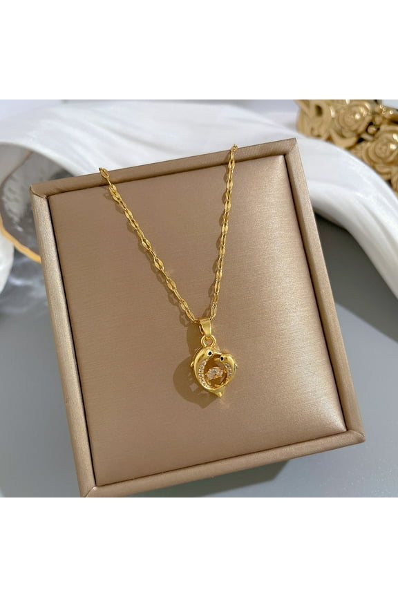 Smart Dolphin Necklace Women's Micro-inlaid Simple Niche Design High Sense