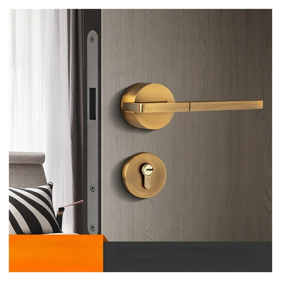 Smart Door Handle Interior Exterior Knob Lever with Lock and Key Bedroom Bathroom Black for Home Magnet Aluminium Alloy Room ,More Secure