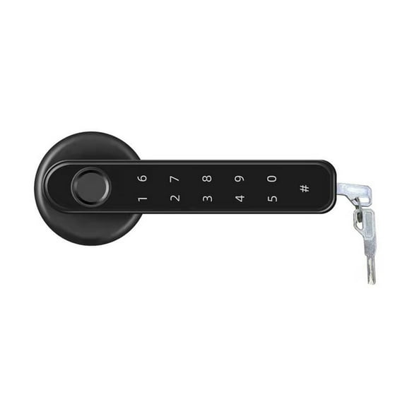 Smart Door Handle Lock Fingerprint Password Key Unlock Emergency Power for Home Apartment Office ,Easy to Install