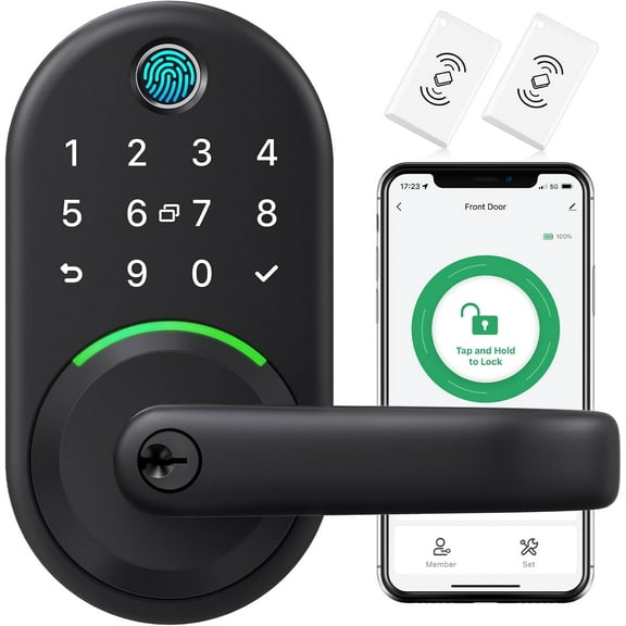 Smart Door Handle Lock with Keypad: Yamiry Fingerprint Smart Knob - Keyless Entry Digital Lock for Front Door - Deadbolt with APP - Generate Passcode Remotely - DIY Installation
