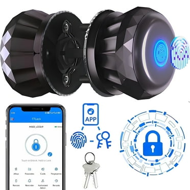 Smart Door Knob,Blacksmith Keyless Smart Door Lock Smart Deadbolt with App Control & Fingerprint & 2 Keys,Electronic Door Lock for Home, Apartment, Office,Bronze