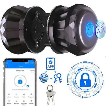 Smart Door Knob,Blacksmith Keyless Smart Door Lock Smart Deadbolt with App Control & Fingerprint & 2 Keys,Electronic Door Lock for Home, Apartment, Office,Bronze