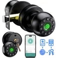 thumbnail image 1 of Door Knob,Blacksmith 4 in 1 Smart Door Knob With Fingerprint,App,Password and Key Quick Unlock,Biometric Smart Door Lock for Home, Apartment, Office,Black, 1 of 8