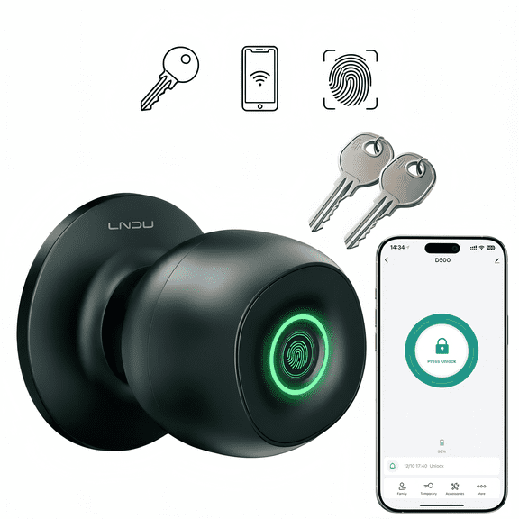 LNDU Electronic Fingerprint Lock Room Smart Door Lock Zinc Alloy Matte Easy Installation