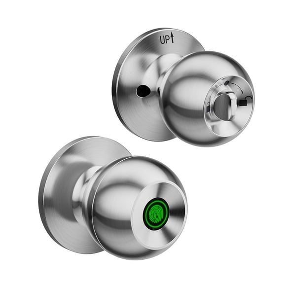 Smart Door Knob Electronic Digital Biometric Fingerprint Rechargeable Entry Lock for Home Apartments ,Quick Installation