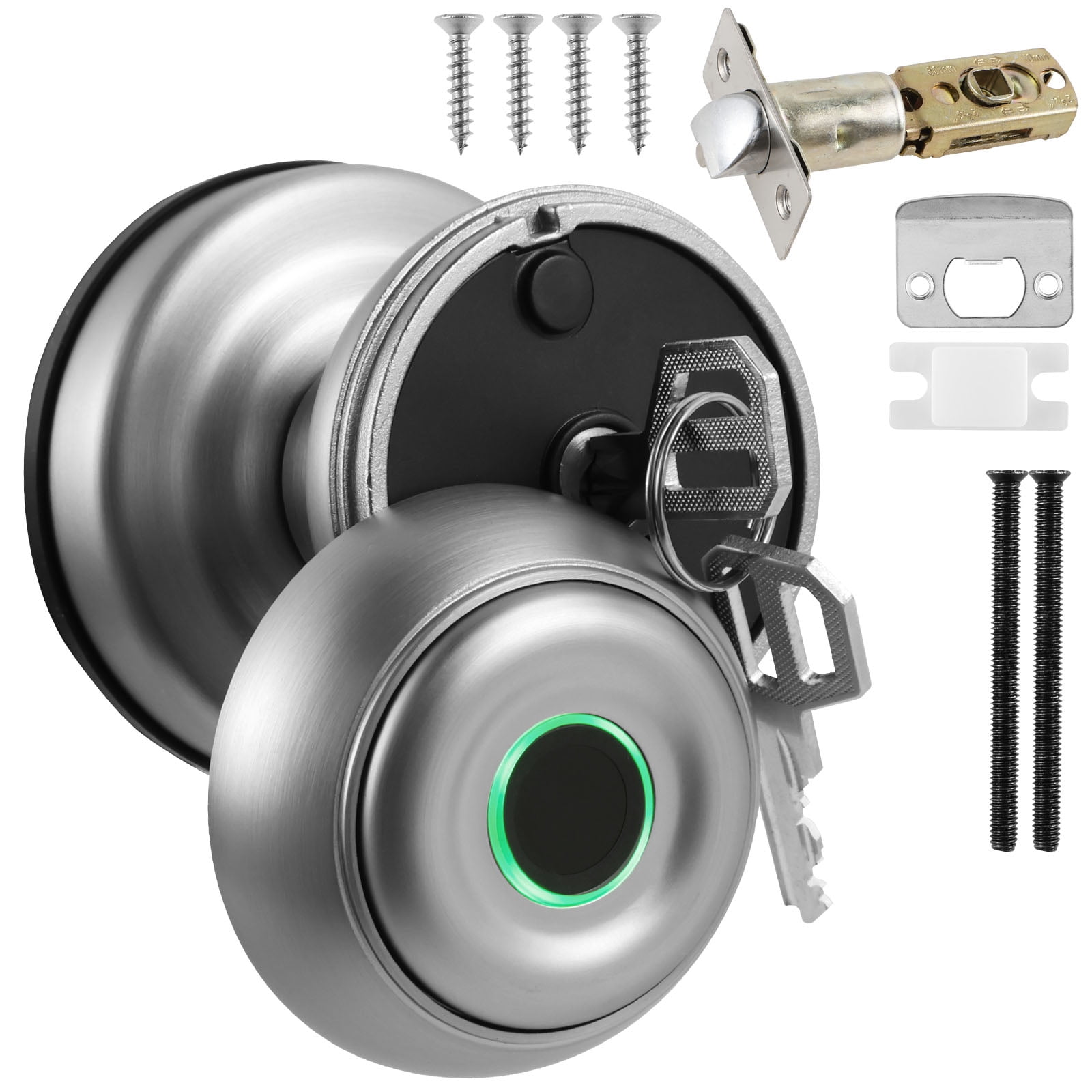 Smart Door Knob Fingerprint Door Knob with 2 Keys APP/Key/Fingerprint ...