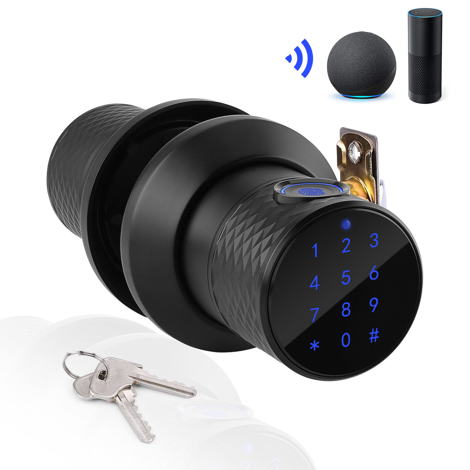 Smart Door Knob Keyless Door Lock Electronic Touchscreen Deadbolt with