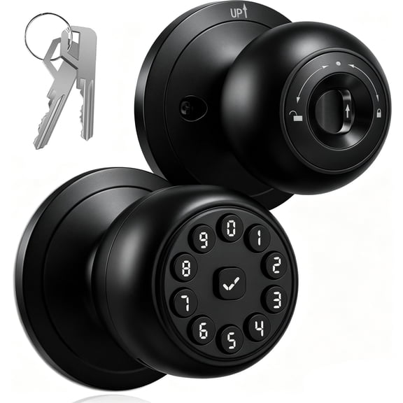 Smart Door Lock, Keypad Smart Door Locks for Front Door, Auto Lock, Easy to Install, Great for Bedroom, Home, Office, Hotel (Black, No App)