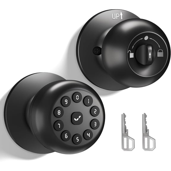 Smart Door Lock, Keypad Smart Door Locks for Front Door, Auto Lock, Easy to Install, Great for Bedroom, Home, Office, Hotel (Black, No App)