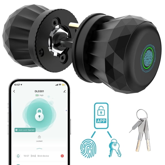 Smart Door Knob,Mutak Keyless Smart Door Lock Smart Deadbolt with App ...