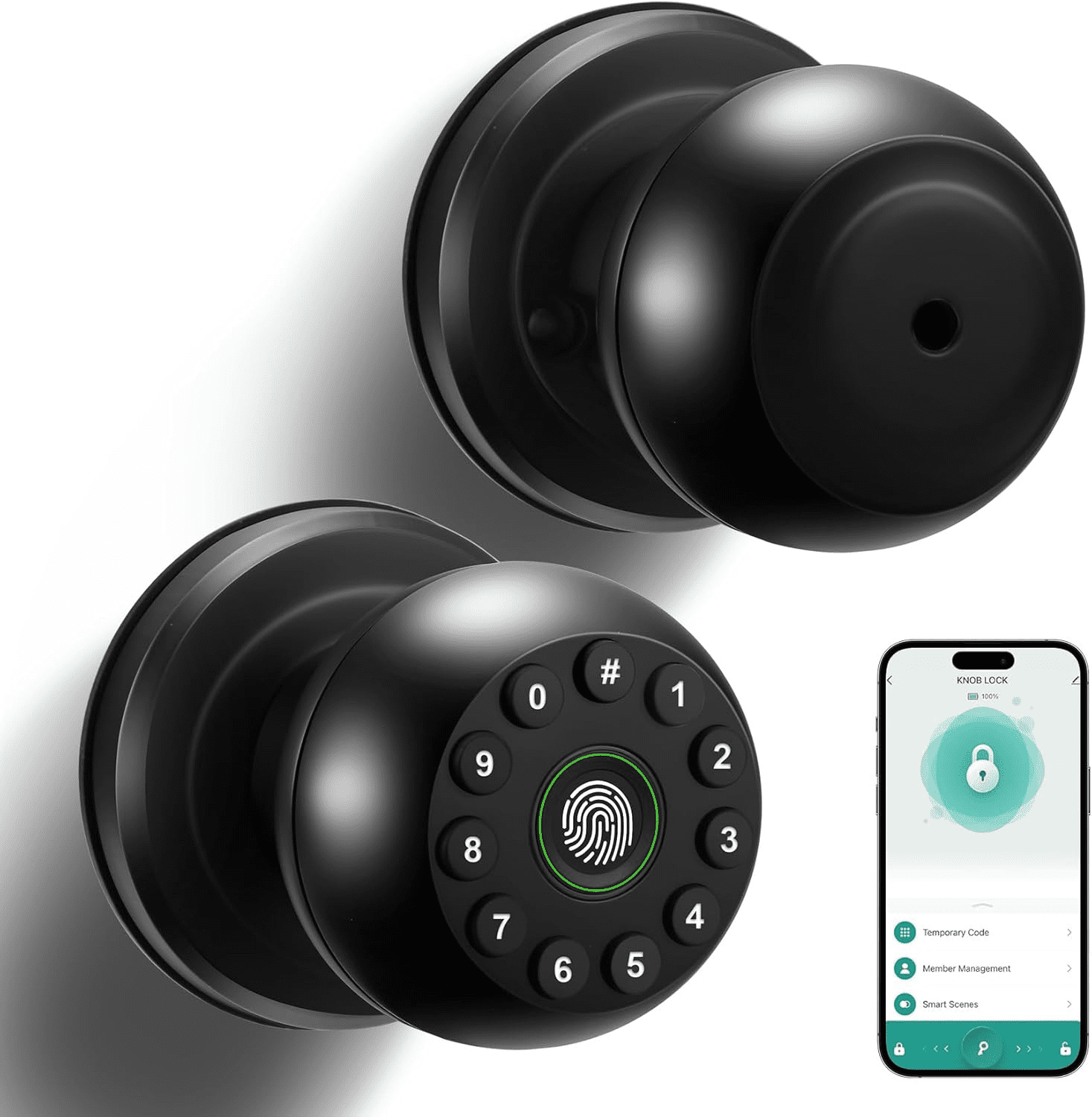 Smart Door Lock,4-in-1 with Keypad Bluetooth Control, Biometric Door knobs with App Control, Biometric Door Lock for Bedroom Home Office Apartment