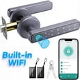 thumbnail image 1 of Smart Door Lock,Blacksmith 5 in 1 Smart Door Handle with Built-in WiFi Gateway and Fingerprint,App,Password,Key,Card Unlock,Smart Lock for Door,Gray, 1 of 7