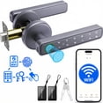 thumbnail image 1 of Smart Door Lock,Blacksmith 5 in 1 Smart Door Handle with Built-in WiFi Gateway and Fingerprint,App,Password,Key,Card Unlock,Smart Lock for Door,Gray, 1 of 7