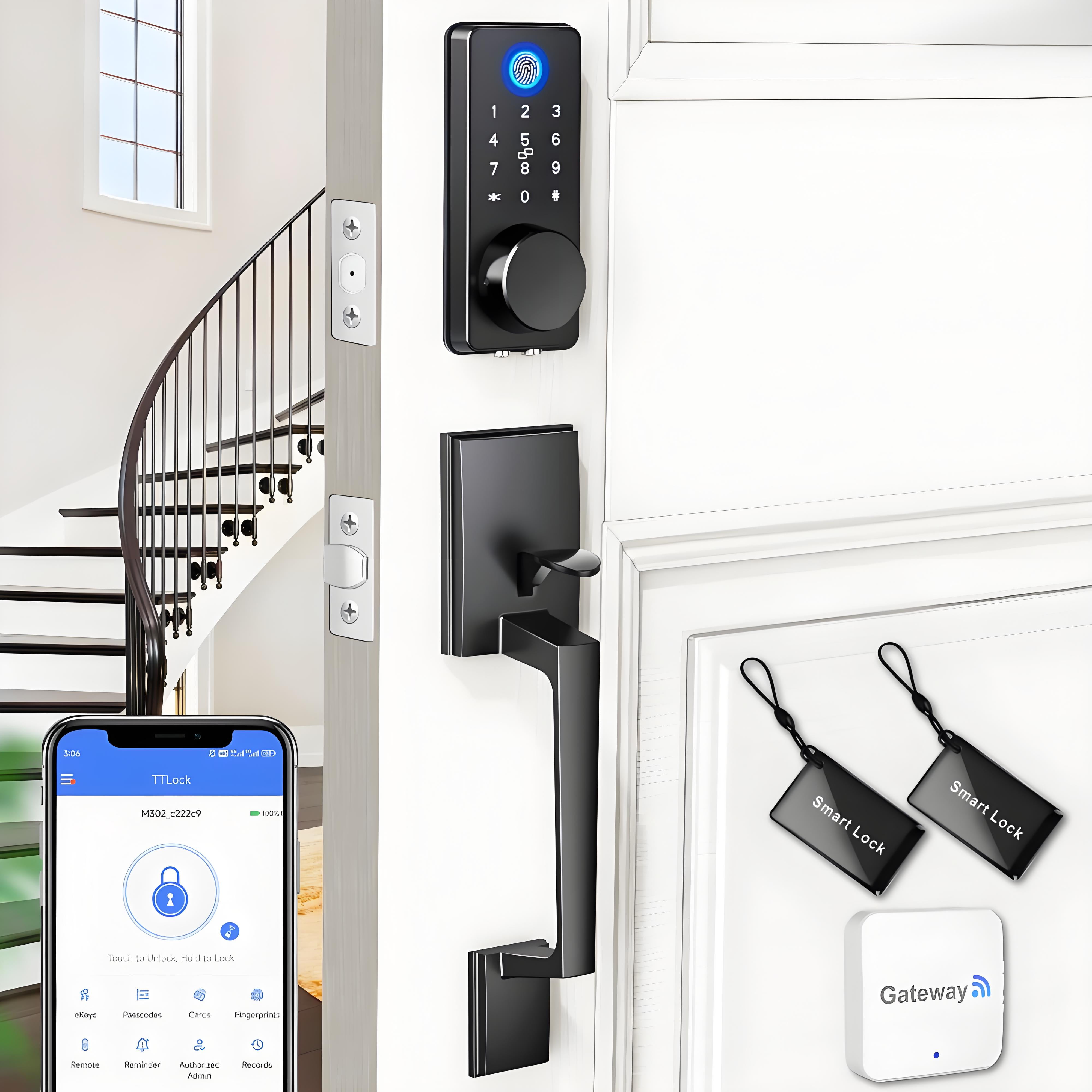 Black Electronic Deadbolt with Touchscreen Keypad and Bluetooth